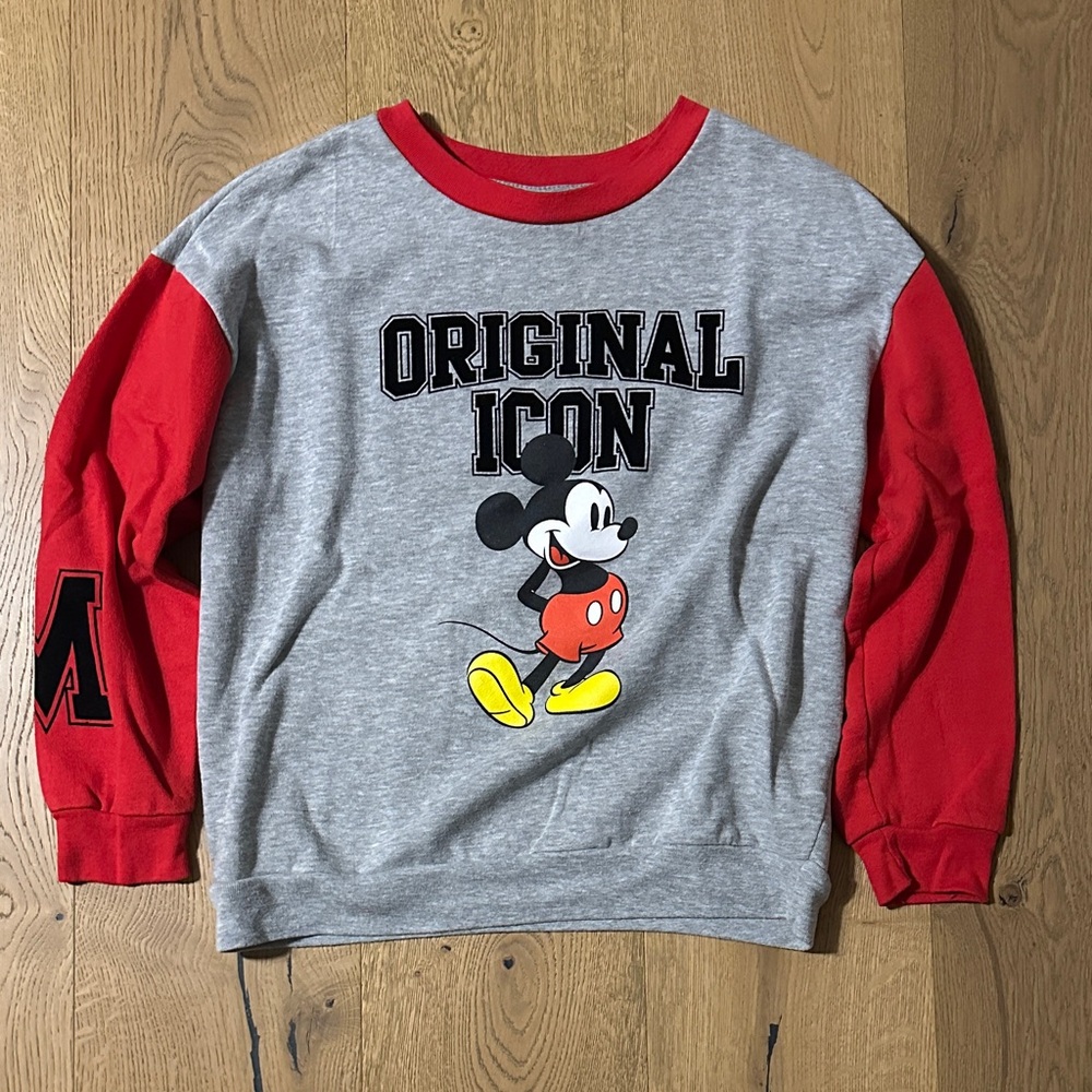 Disney Original Icon Gray and Red Kids Sweatshirt